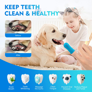 Kit de brosses à dents pour animaux de compagnie en silicone à 360 degrés, brosse à dents pour chiot, brosse à dents pour chien, brosse à dents à doigt avec poils doux pour le nettoyage des dents - Product Image 4