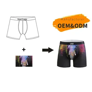 Bóxer masculino con estampado personalizado de fabricación transpirable de secado rápido, estilo corto a la moda, calzoncillos cómodos de talla grande, ropa interior estampada para hombre