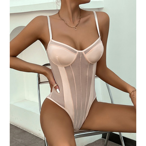 <span class=keywords><strong>Faja</strong></span> Corsé de Malla Transparente Negra Tallas Grandes, Body Sexy con Push-up, Bustier, Moldeador de Cintura para Mujer, Ropa de Club - Product Image 4