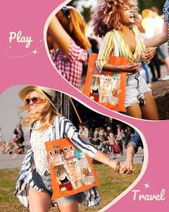 Bolsas de lona de algodón orgánico con asa larga doble grande con Lindo bolso de mano compras de comestibles bolso reutilizable de hombro - Product Image 5