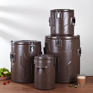 Ensemble de conteneurs isothermes pour <span class=keywords><strong>la</strong></span> restauration, 60L, cylindrique, isolé, couleur crème et bleu, pour <span class=keywords><strong>la</strong></span> <span class=keywords><strong>cuisine</strong></span> professionnelle et l'hôtellerie - Product Image 4