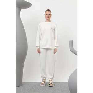 Conjunto Deportivo Luna para Mujer, Bordado con Cisnes, Blanco Beige, Casual, Transpirable, Talla M para Adultos - Product Image 3