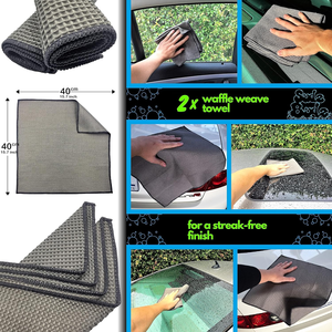 Kit de nettoyage automobile 9 pièces : Gants, serviettes, plateaux de cirage, éponge, brosse de nettoyage, fournitures complètes pour l'entretien et le lavage des voitures - Product Image 2