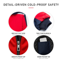 Ensemble de vêtements de travail d'hiver épais et chaud avec bande réfléchissante, résistant à l'usure, blocs de couleur, pour usine, réparation automobile, vente en gros, logo personnalisé