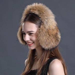 <span class=keywords><strong>Cache</strong></span>-oreilles en <span class=keywords><strong>fourrure</strong></span> de renard et de raton laveur naturel avec oreillette de protection Accessoire confortable et élégant - Product Image 5