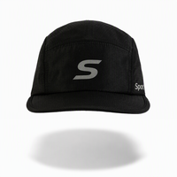 Gorra de Béisbol Negra de Malla de Cinco Paneles, Transpirable, Deportiva, con Visera Plana, Logotipo Personalizado, para Correr al Aire Libre, para Hombres y Mujeres