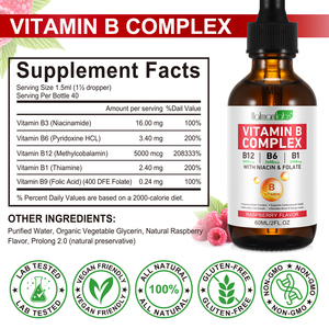 Hatmanlabs B1 B6 B12 Supplément Sublingual Complexe <span class=keywords><strong>de</strong></span> Vitamines B en Gouttes pour l'Énergie, le Métabolisme et la Santé Cardiovasculaire - Product Image 4