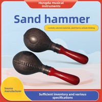 Orff Percussion Instruments Kindergarten Early Education Teaching Aids Atmosphere Rattles Wooden Leather Handle Black Sand