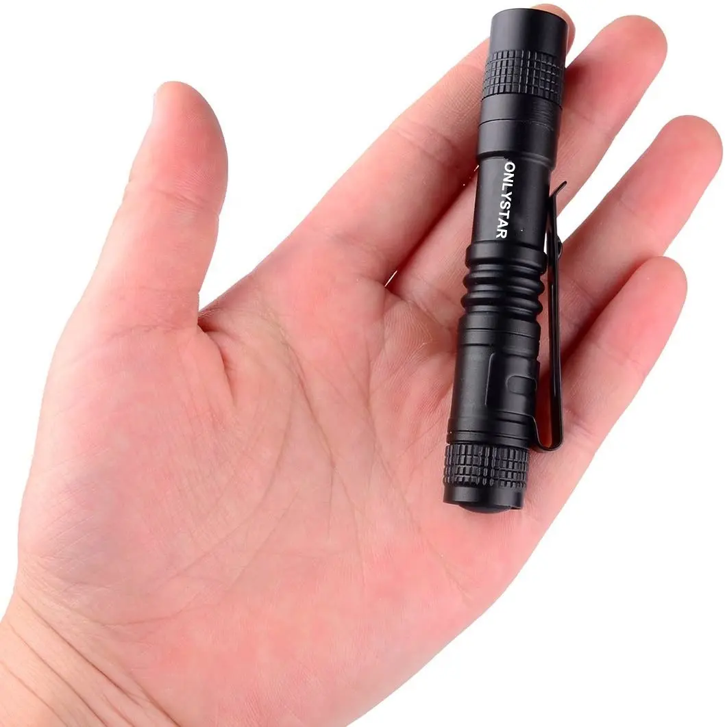 ONLYSTAR 초소형 미니 LED 알루미늄 배터리 구동 휴대용 펜 가벼운 전술 포켓 토치 (클립 포함)