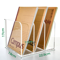 Organisateur de bureau en acrylique transparent à 3 compartiments, support pour dossiers et cahiers, étagère de rangement transparente pour le bureau, la maison et l'étude, fabrication OEM