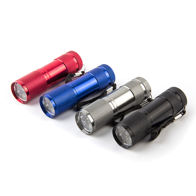 Factory Price Wholesale Aluminum Promotional Gift Multi Colors 9 Led Kids Portable Aaa Dry Mini Led Flashlight Without Battery