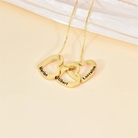 Collier en or à trois cœurs gravé avec le nom, collier d'amour étanche, collier familial, cadeaux personnalisés pour maman, deux cœurs connectés