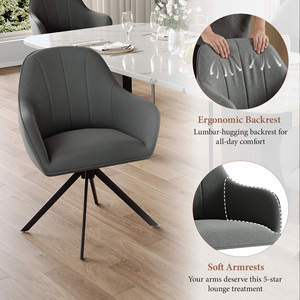 Silla de Comedor Moderna de Terciopelo Ecológico, Acolchada, Extensible, Portátil, Reclinable, Impermeable, Giratoria 360°, Ergonómica y Resistente - Product Image 3