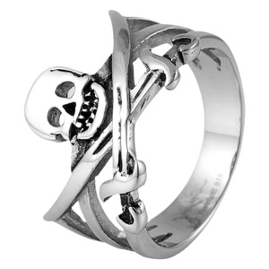 yunnique Stainless Steel <b>Ring</b> <b>Skull</b> Sword Design Men's Party Jewelry Fashion <b>Ring</b> Geometric Pattern Steel Color - Product Image 5