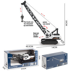 BEFLY Camions jouets en métal à friction en alliage, à rotation 360°, <span class=keywords><strong>avec</strong></span> fonctions d'excavation, de <span class=keywords><strong>grue</strong></span>, de <span class=keywords><strong>benne</strong></span> basculante et de concassage de pierres, pour les 5 ans et plus - Product Image 4