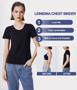 Hot Selling Comfortable Tomboy Transgender <strong>Lesbian</strong> FTM Long Elastic Band Built-in Chest Binder T <strong>Shirt</strong> - Product Image 2
