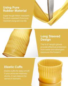 Guantes gruesos y duraderos de seguridad industrial, guantes largos de látex para cocina, lavavajillas y lavandería casera, guantes de goma con protección laboral - Product Image 2