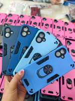 Coque de téléphone antichoc électroplaquée avec béquille magnétique robuste et anneau rotatif à 360° pour 16/15/14/13/12/11 Pro Max