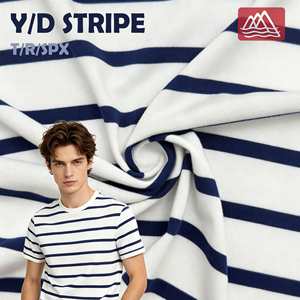 Tela de Punto Elástica con Rayas Horizontales Teñidas en Hilo T/R/SPX para Camisetas, Blusas y Vestidos Casuales de Mujer - Product Image 1