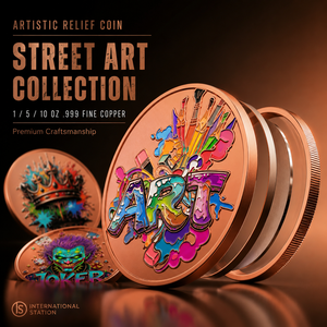 Pièce de collection en cuivre pur 99,9 % de 1 oz, motif graffiti urbain, médaille artistique 3D en relief UV colorée, idéale pour un cadeau - Product Image 1