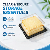 Boîte à gâteau personnalisée en PET avec couvercle transparent, emballage carré, boîtes de conteneurs, base en plastique noir pour gâteau
