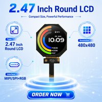 Layar Bundar 480*480 Antarmuka MIPI/SPI+RGB Tft Layar Lcd Sirkular 2.47 Inci