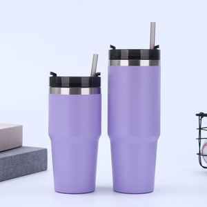30oz Multi-scene Vacuum Insulated Stainless Steel <b>Tumbler</b> Car Ice <b>Cup</b> Handle <b>Straw</b> Sports Fitness Drinkware - Product Image 5