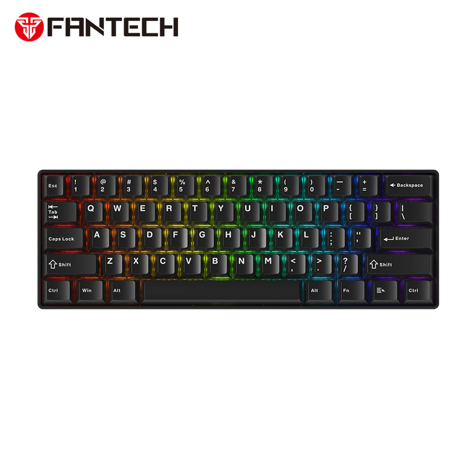 Fantech Mk211 Wholesale Price Customized Logo Wired Mechanical Gaming Keyboard 61 Keys Rgb Lighting Usb-c Keyboard For Gaming