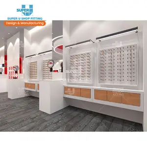 Custom Eyewear Shop Interior Design Decoration Wooden Sunglasses Display Furniture Customized Optical Display Stand Wall Mounted