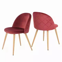 Chaise de salle à manger en velours avec pieds en bois à transfert thermique, cadre en bois peint moderne, mobilier minimaliste pour la maison et les restaurants