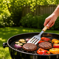 Ensemble de 5 outils de barbecue de haute qualité en acier inoxydable avec manche en bois, accessoires de grillade, kit d'ustensiles de barbecue, sac de transport