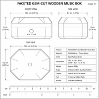 Boîte à musique en bois Sankyo, couvercle à facettes géométriques, octogonale, cerisier, noyer, fermeture magnétique, PLAY STOP, gravure personnalisée, cadeau, vente en gros