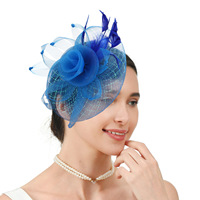 Mini-chapeau en tulle transparent et plumes, style défilé, pour mariée et cérémonie de thé