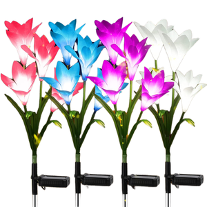 P65 p Rated impermeabile giglio solare fiore LED lampada <span class=keywords><strong>da</strong></span> <span class=keywords><strong>giardino</strong></span> bianco caldo per prato all'aperto e decorazione stradale conforme <span class=keywords><strong>a</strong></span> ROHS - Product Image 2