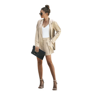 Giacca da <span class=keywords><strong>donna</strong></span> Shorts Set Logo personalizzato in due pezzi Plain tailleur Casual <span class=keywords><strong>abbigliamento</strong></span> <span class=keywords><strong>donna</strong></span> - Product Image 5