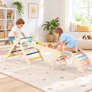 Structure d'escalade en bois souple pour enfants, ensemble arche et rampe, jouet d'escalade pour aire de jeux intérieure et extérieure, pour les enfants de 2 à 3 ans - Product Image 3
