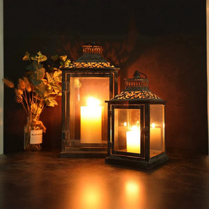 Portavelas de metal y hierro LANJO a prueba de óxido con paneles de vidrio resistentes al calor para decoración del hogar - Product Image 1