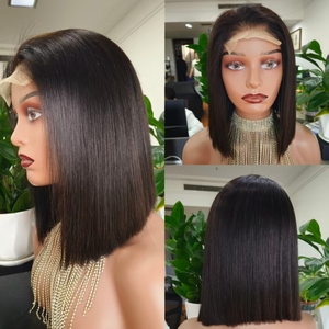 Bán Buôn New Arrival M Lagos Đường Dây Tóc Thẳng Ngắn Bob HD Ren Phía Trước Tóc Giả Tóc Con Người 13X4 HD Ren Phía Trước Tóc Giả Cho Phụ Nữ Da Đen - Product Image 6