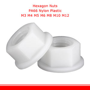 Écrou à bride en nylon plastique hexagonal filetage métrique écrous à fond plat blanc M3 M4 M5 M6 <span class=keywords><strong>M8</strong></span> M10 M12 isolation thermique et électrique - Product Image 2