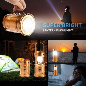 Linterna LED portátil multifunción 6 en 1 para acampar al aire libre, con ventilador, luz de ahorro de energía, linterna recargable Solar, envío directo - Product Image 4