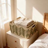 Panier rectangulaire multifonctionnel personnalisable en corde de papier tressée, moderne, écologique et durable, pour comptoir et usage domestique