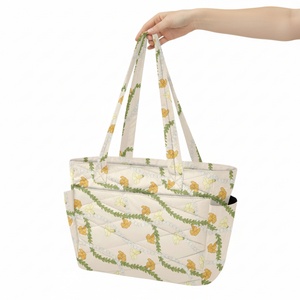 Hawaii Puakenikeni <b>Lei</b> Handbags Laptop Compartment Quilted Polyester Ladies Women Casual Custom Print Tote Bag with Side Pocket - Product Image 2