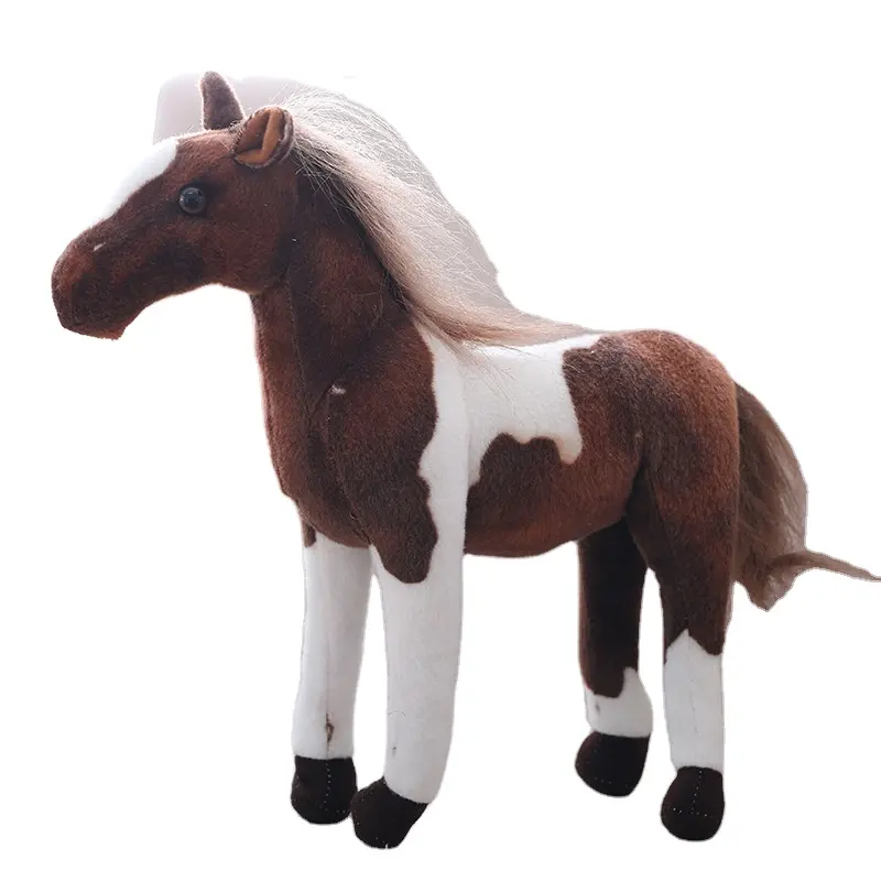 4 kaki mainan boneka hewan kuda imitasi, bantal mewah kuda lembut, boneka kuda poni mewah besar realistis Hadiah untuk anak laki-laki anak perempuan