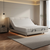 Lit King Size Divisé Moderne de Luxe avec Tête de Lit Capitonnée, Télécommande Sans Fil, Lit à Mouvement en Cuir Tapissé à Espacement Nul pour Appartement