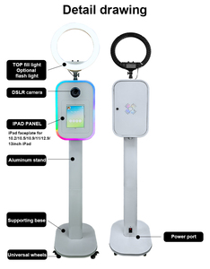 Photomaton mobile pour mariage et fête, avec éclairage RVB, compatible iPad et DSLR, machine <span class=keywords><strong>photo</strong></span> blanche - Product Image 2