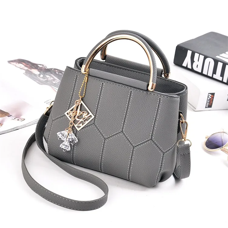 Luxus benutzer definierte graue Farbe weiblich billig einzigartige niedliche neue Ankunft Damen Schulter Handtaschen