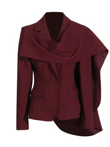 Haute qualité mode personnalité mince costume <span class=keywords><strong>veste</strong></span> femmes 2024 automne tendance épissé rouge <span class=keywords><strong>Cape</strong></span> courte Blazers dames femmes - Product Image 5