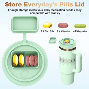 Tapa de Repuesto para Vaso de 40 oz, Función 2 en 1 con Organizador de Pastillas y Embudo para Café, Tapa de Silicona Stanley para Stanley Quencher - Product Image 2