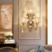 Lámpara de pared de cristal de lujo, lámpara de noche Retro europea para sala de estar, dormitorio, pared de fondo, pasillo, Villa, Hotel, iluminación