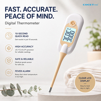 Termometer Tubuh LCD Anti Air Tahan Lama dengan Alarm Demam, Dapat Disesuaikan OEM, untuk Penggunaan Rektal dan Ketiak